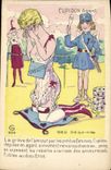 Vintage Postcard Fantaisie Illustrator Woman Cupid Agent Geo Desains Ange Organizes Police