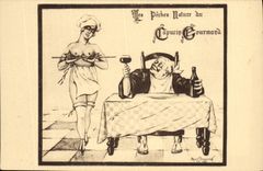 Vintage Postcard Imagination Illustrator fishings natural of the Greedy Capuchin