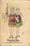 Vintage Postcard Imagination Illustrator Women Brussels Ghent