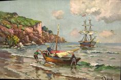 Vintage Postcard Imagination Illustrator Boats of the Mediterranean