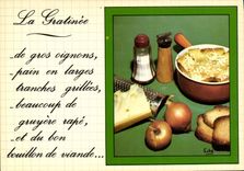 Postal la sopa de cebolla gratinada