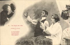 Vintage Postcard Imagination Woman the New Year's Day