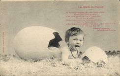Vintage Postcard Imagination Child Easter eggs