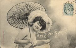 Vintage Postcard Imagination Woman A you my smile