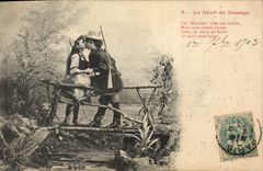 CPA Fantaisie Enfants Le droit de passage Chasse Chasseur 