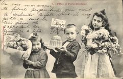 CPA Fantaisie Enfants Fetes et porte bonheur 