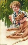 CPA Chien Chiens Chiot Enfant 