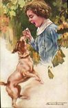 CPA Chien Chiens Chiot Enfant 