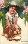 CPA Chien Chiens Chiot Enfant 
