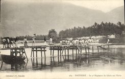 Postal Militaria Delfina el 4me Regimiento de la Ingeniería sobre Isere