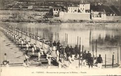 Postal Militaria Viena Maniobras de construcción de puentes sobre la Ródano Desfile