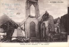 CPA Militaria Bombardement de Loo Belgique L'eglise 7eme rgt de Genie 