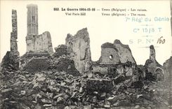CPA Militaria Ypres Les ruines 7eme rgt de Genie 