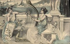 Vintage Postcard Fantaisie Illustrator Women Grips