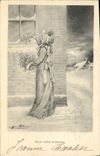 Vintage Postcard Imagination Illustrator Woman For your happiness