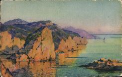 Vintage Postcard Imagination Illustrator Eugene Deshayes Effect of the morning approximately of Tipaza Algiers