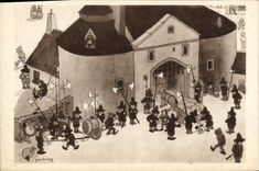 Vintage Postcard primitive Imagination The Illustrator gangsters in Old Belgium Chicago