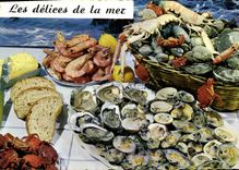 Postal las delicias del mar Ostras