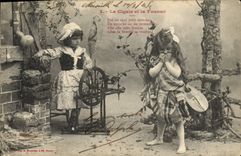 CPA Fantaisie Enfants La cigale et la fourmi 