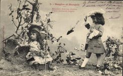 Vintage Postcard Imagination Children Shepherdess and Marquis