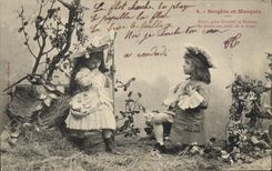 CPA Fantaisie Enfants Bergere et Marquis 