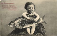CPA Fantaisie Enfant Poisson d'avril