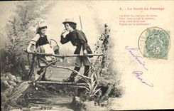 Vintage Postcard Fantaisie Children the right-of-way Chasseur Drives out