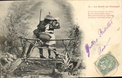 CPA Fantaisie Enfants Le droit de passage Chasseur Chasse 
