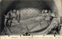 Vintage Postcard Interior Périgueux of the basilica Tomb of Monsignor George