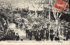 Vintage Postcard Toulon Funeral of the victims of Freedom Sailors carrying the crowns