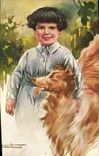 CPA Chien Chients Chiot Enfant