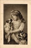 CPA Chien Chients Chiot Enfant