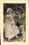 Vintage Postcard Dog Chients Pup Cat Child