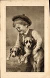CPA Chien Chients Chiot Enfant