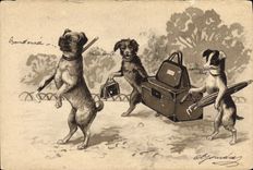 CPA Chien Chients Chiot 