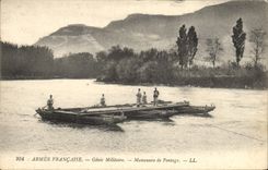 CPA Militaria Genie militaire Manoeuvre de pontage