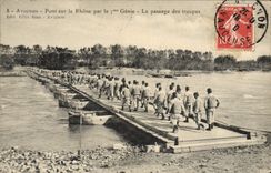 Postal Militaria Aviñón Trabajos de la 7.o Ingeniería el paso de las tropas