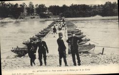 CPA Militaria Avignon Pont monte sur le Rhone par le 7eme Genie