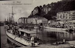 CPA Bateau Le port et le Contre torpilleur Hallebarde