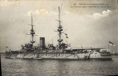 CPA Bateau Fetes Franco Anglaises Juillet 1905 Le Cuirasse anglais Illustrious en rade de Brest