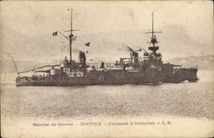 CPA Bateau Justice Cuirasse a tourelles