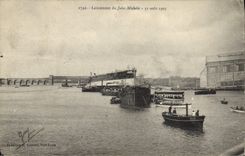 Vintage Postcard Boat Launching of Jules Michelet August 31st, 1905