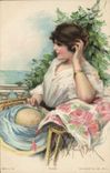 Vintage Postcard Imagination Illustrator Woman Phoebe