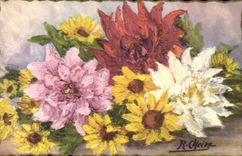 Vintage Postcard Imagination Illustrator Flowers