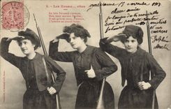 Vintage Postcard Imagination Women Zouaves