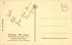 Postal Exposición de Arte antigua Amberes 1930 de Sala de los beguinages