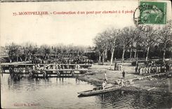 CPA Militaria Montpellier Construction d'un pont par chevalet a 4 pieds