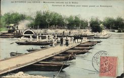 Postal Militaria Aviñón 7.o Ingeniería Maniobras realizadas sobre la Ródano Apertura de puertas para dejar pasar un tractor