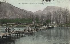 Postal Militaria Grenoble Maniobra de construcción de puentes por la Ingeniería sobre Isere