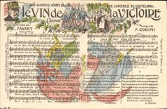 Postal el Vino de la Victoria Favart Codini Militaria General de Castelnau